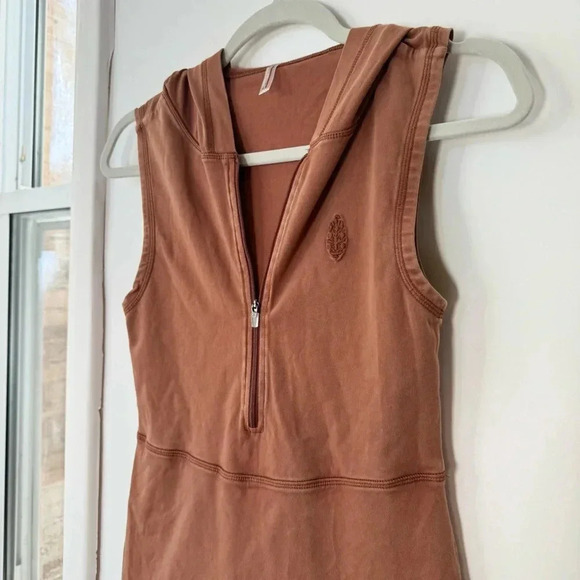 New Free People Movement Hot Shot Hooded Skortsie One Piece Skort Brown XS - Picture 4 of 9
